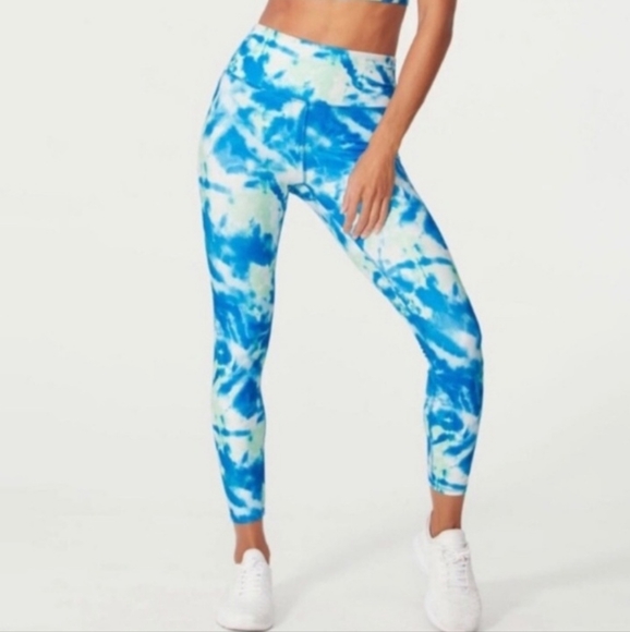Wildfox Pants - Wildfox Blue Sapphire/Green Ash Wash Tie Dye 7/8 Leggings, Size XL NWT